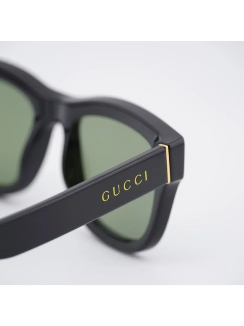 Gucci GG1135S 001 Sunglasses Black Square Frame, Green Polarized Lenses
